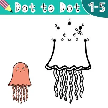Connect the digits and draw a cute jellyfish Stock Illustration