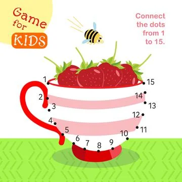 Connect dots from 1 to 15.  Educational children game. Activity page for kids. V Stock Illustration