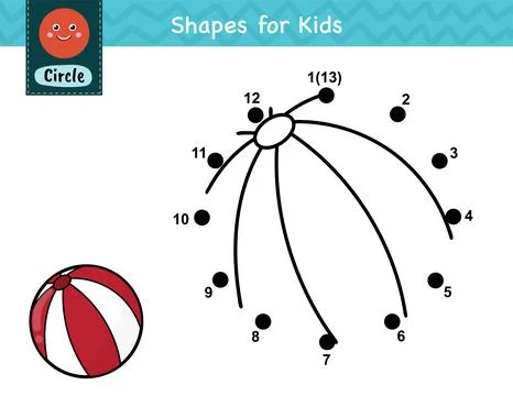 Connect the dots and draw a ball. Dot to dot number game for kids Stock-Illustration