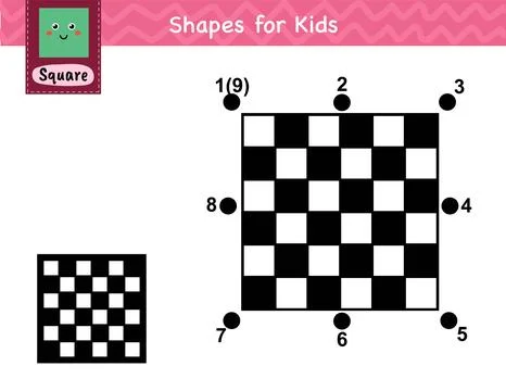 Connect the dots and draw a chess board. Dot to dot number game for kids Stock Illustration