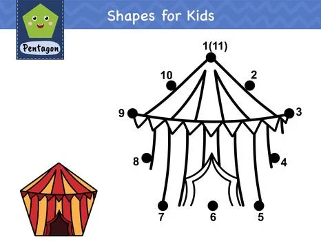 Connect the dots and draw a circus. Dot to dot number game for kids Stock Illustration