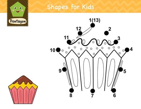 Connect the dots and draw a cupcake. Dot to dot number game for kids Stock Illustration