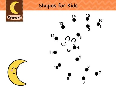 Connect the dots and draw a cute moon. Dot to dot number game for kids Stock Illustration