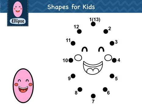 Connect the dots and draw a cute ellipse. Dot to dot number game for kids Stock Illustration