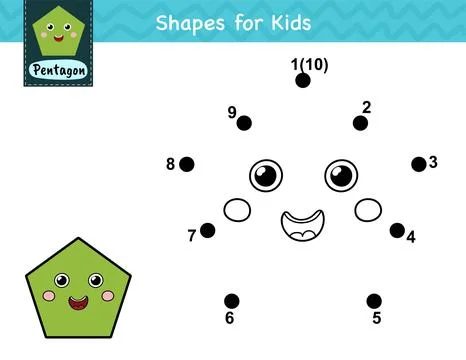 Connect the dots and draw a cute pentagon. Dot to dot number game for kids Stock Illustration