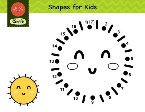 Connect the dots and draw a cute sun. Dot to dot number game for kids Stock Illustration