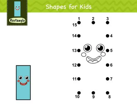 Connect the dots and draw a cute rectangle character. Dot to dot number game for Stock Illustration
