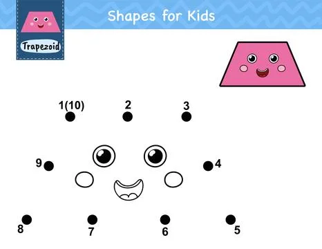 Connect the dots and draw a cute trapezoid. Funny dot to dot number game for Stock Illustration