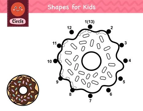 Connect the dots and draw a donut. Dot to dot number game for kids Stock Illustration