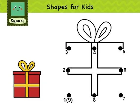 Connect the dots and draw a gift box. Dot to dot number game for kids Stock Illustration