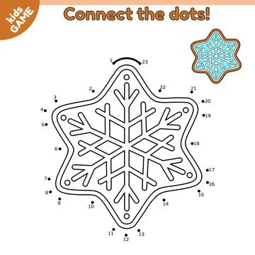 Connect the dots and draw gingerbread snowflake Stock Illustration