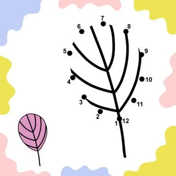 Connect the dots and draw a leaf Illustrazione stock