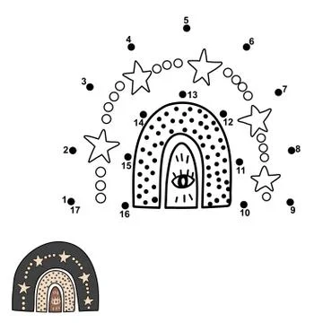 Connect the dots and draw a magic rainbow Stock Illustration