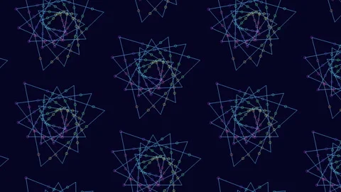 Connect the dots colorful geometric pattern on a dark background 動画素材 270392850
