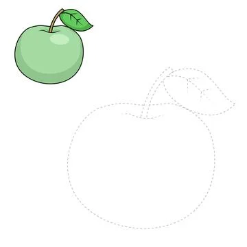 Connect dots to draw apple educational game Stock Illustration