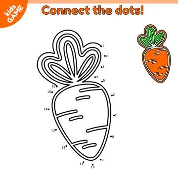 Connect the dots draw Easter gingerbread carrot Stock Illustration