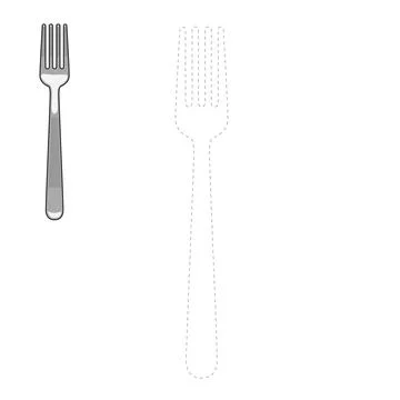 Connect dots to draw fork educational game Stock Illustration