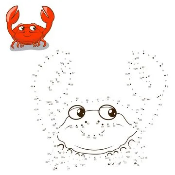 Connect the dots to draw game crab vector Stock Illustration