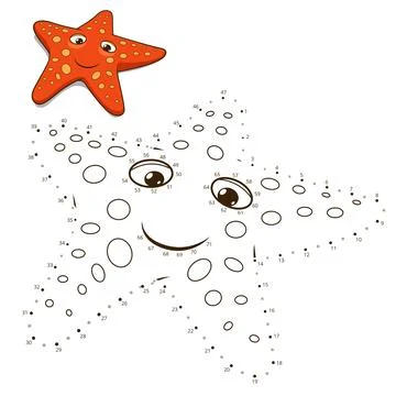 Connect the dots to draw game starfish vector Stock Illustration