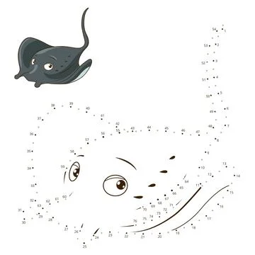 Connect the dots to draw game stingray vector Stock Illustration