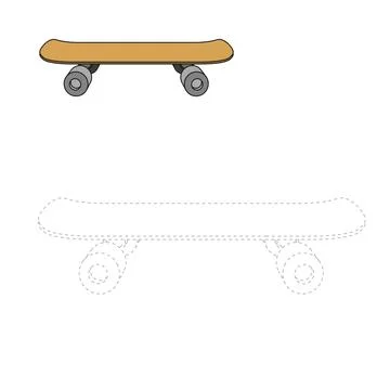 Connect dots to draw skateboard educational game Illustrazione stock