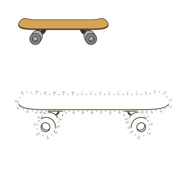 Connect dots to draw skateboard educational game Illustrazione stock