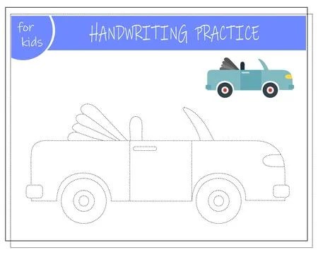 Connect the dots, educational game for children, cartoon car, cabriole Stock Illustration