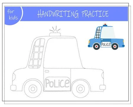 Connect the dots, an educational game for children, a cartoon police car Illustrazione stock