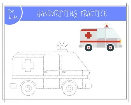 Connect the dots, educational game for children, cartoon ambulance Stock Illustration