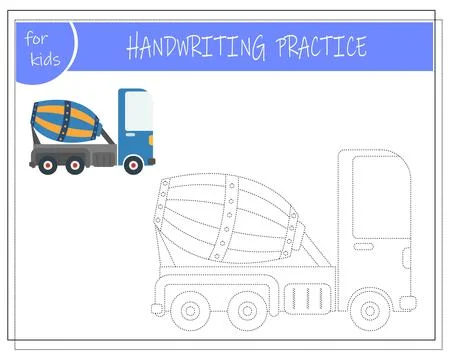 Connect the dots, an educational game for children, a cartoon concrete mixer  Stock Illustration
