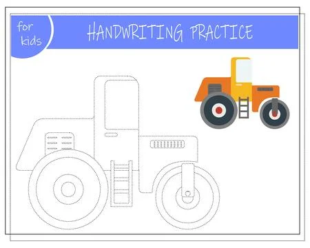 Connect the dots, an educational game for children, a cartoon machine paver Stock Illustration