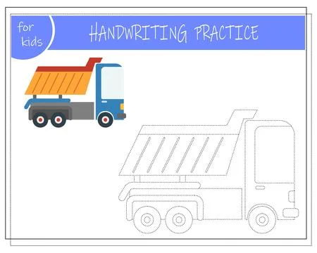 Connect the dots, educational game for kids, cartoon dump truck Illustrazione stock