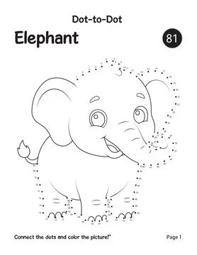 Connect The Dots Elephant Puzzle Worksheet For Kids Number Counting And Fun.. Stock Illustration