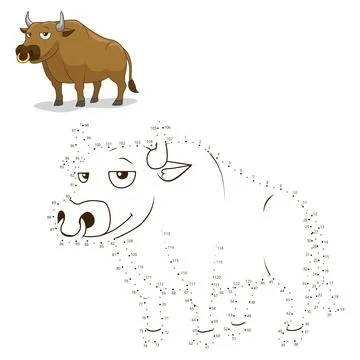 Connect the dots game bull vector illustration Stock Illustration