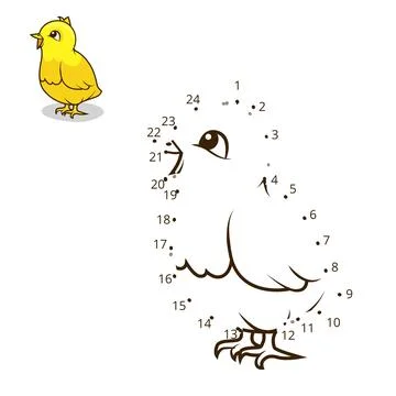 Connect the dots game chicken vector illustration Stock Illustration