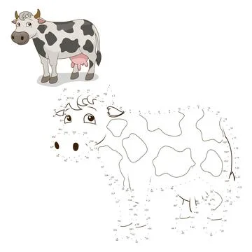 Connect the dots game cow vector illustration Stock Illustration