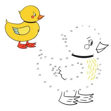 Connect the dots game duck vector illustration Stock Illustration