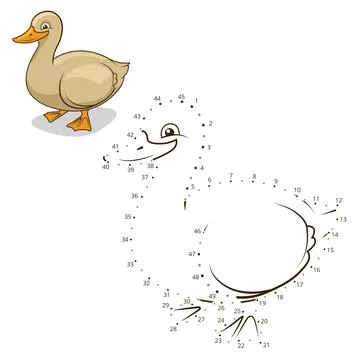 Connect the dots game duck vector illustration Stock Illustration