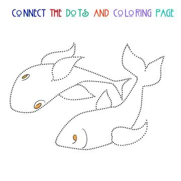 Connect the dots game fish vector illustration Stock Illustration