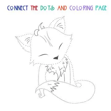 Connect the dots game fox vector illustration Stock Illustration