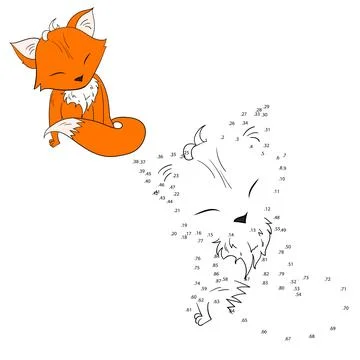 Connect the dots game fox vector illustration Illustrazione stock