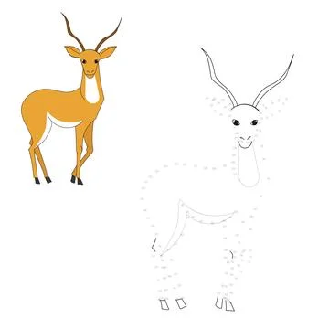 Connect the dots game gazelle vector illustration Stock Illustration