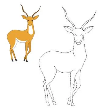 Connect the dots game gazelle vector illustration Illustrazione stock