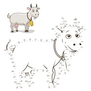 Connect the dots game goat vector illustration Stock Illustration