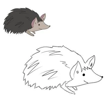 Connect the dots game hedgehog vector illustration Stock Illustration