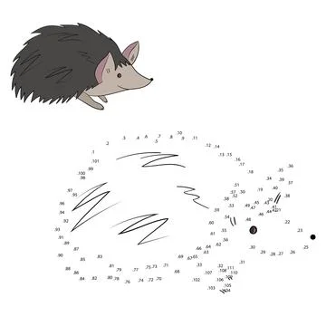Connect the dots game hedgehog vector illustration Stock Illustration