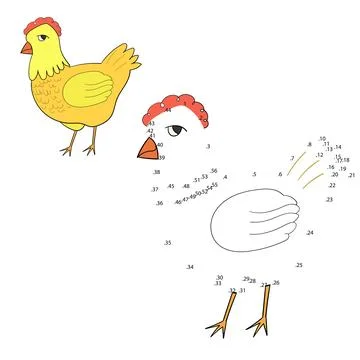 Connect the dots game hen chicken Illustrazione stock