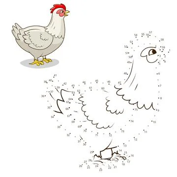 Connect the dots game hen vector illustration Stock Illustration