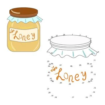 Connect the dots game honey vector illustration Stock Illustration