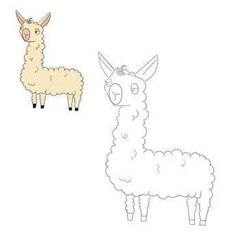 Connect the dots game lama vector illustration Stock Illustration
